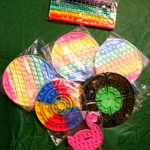 no brand Other - BIG SIZE POP BUBBLE SENSORY FIDGET TOYS RAINBOW POP BUBBLE STRESS RELIEF